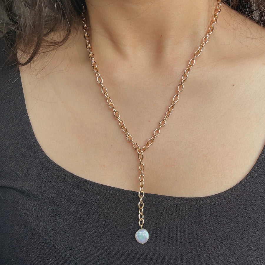 Gold pearl Drop Necklace