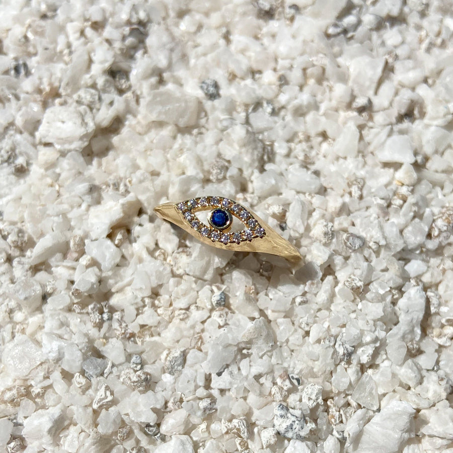 Evil Eye Ring - Adjustable Gold Ring