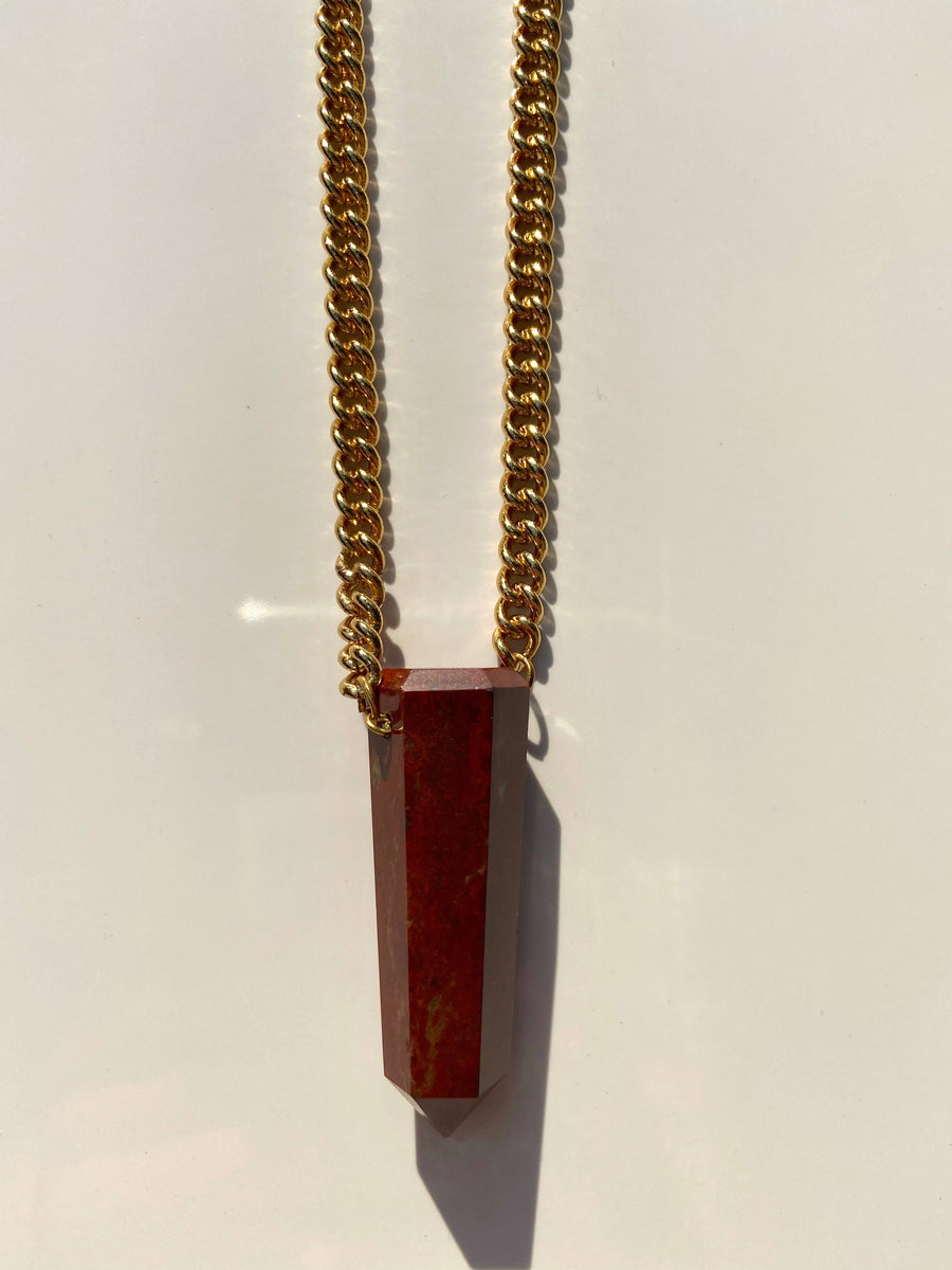 Red Jasper Crystal on Gold Filled Chain
