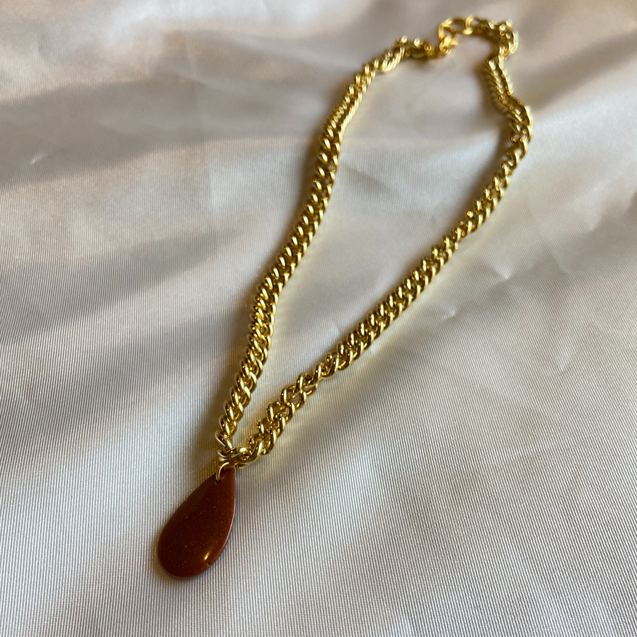 Brown Goldstone Crystal Necklace